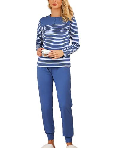 Chemise De Nuit Femme Manches Longues En Coton – Pyjama Doux Et Confortable Pour L'hiver | Coupe Ample, Design élégant, Lavable Machine