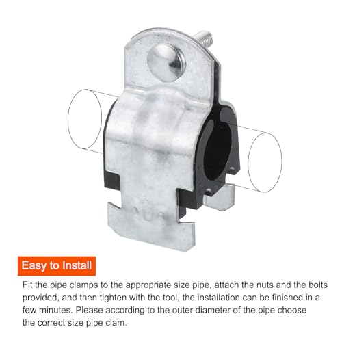 uxcell Rubber Cushion Strut Clamp 4Pcs 3-1/2" Cushioned Clamp Strut Rigid Steel Pipe Clamp for Mounting PEX Pipe Tubing to Strut Channels Use by uxcell - Image 4