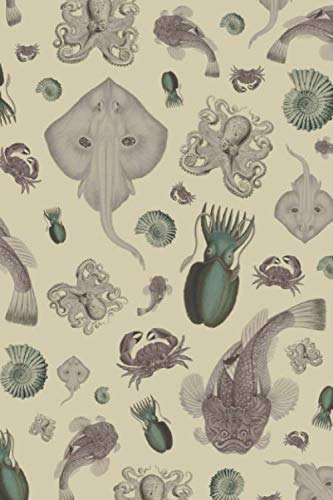 Vintage Sea Life Animals Green Journal: Ocean Pattern With Squid, Manta Ray, Crabs, Shells And Octopus Journal Notebook to write in 6x9" 150 Lined Pages