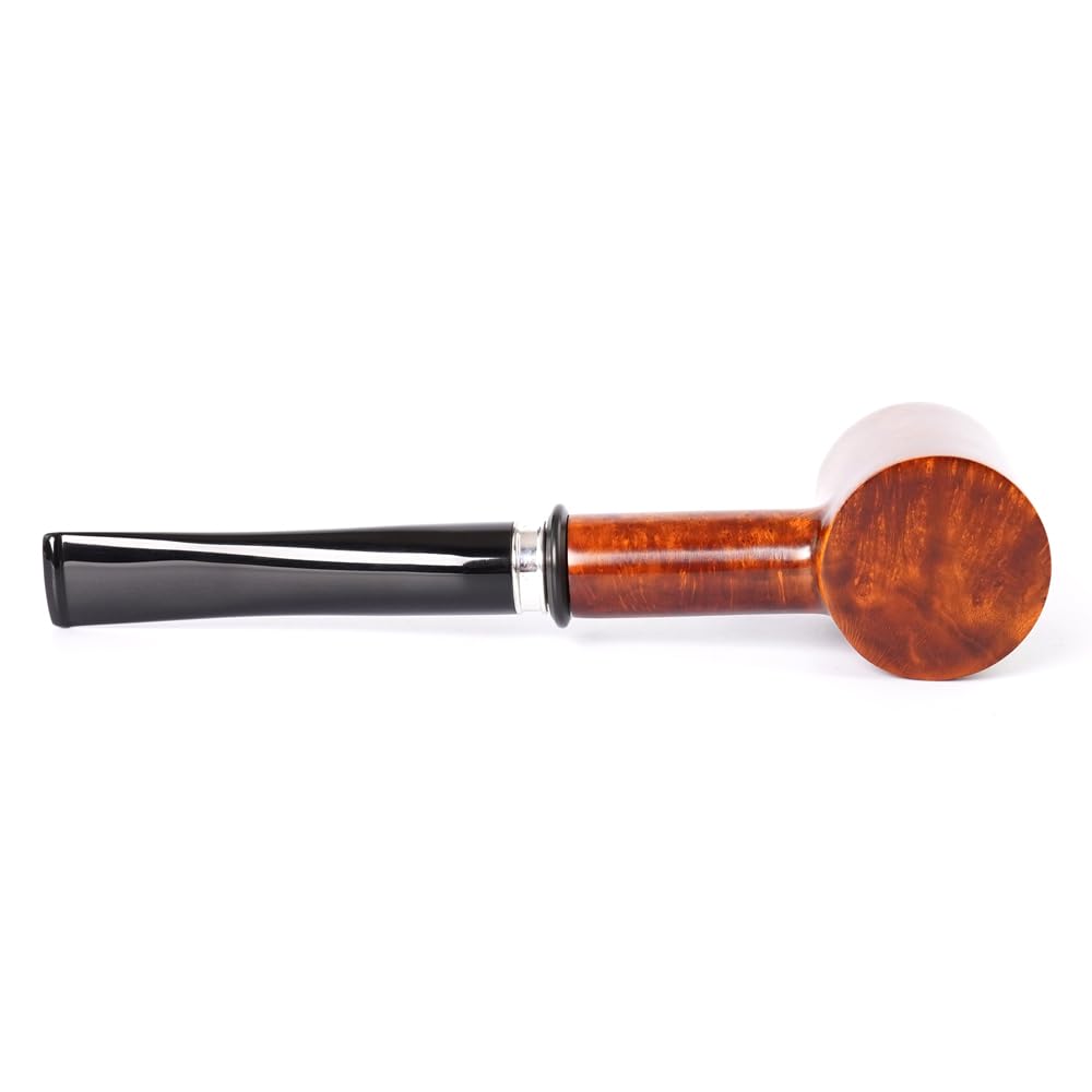 Heysong Handgefertigte Holzpfeife, 9 mm, mit konischem Stiel und Silberring, HSAA0274 (helle Farbe)
