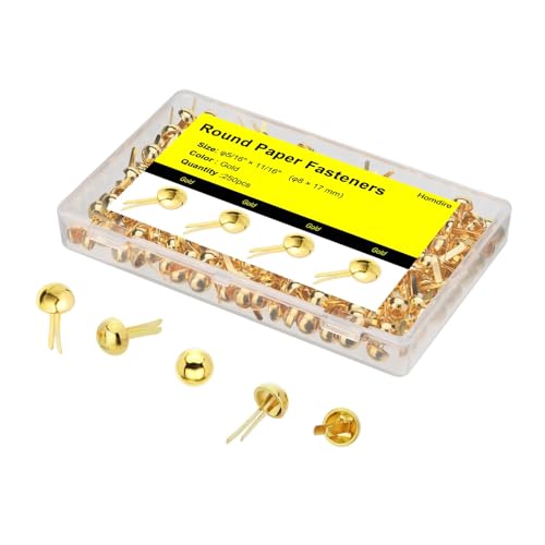 Paper Fasteners for Crafts 250pcs Brad Fasteners 8x17mm Gold Brads Paper Fasteners Mini Metal Paper Brads Split Pins Round Head Fasteners