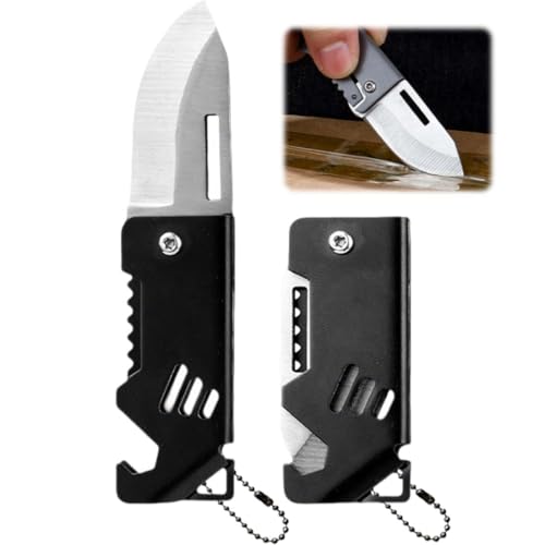 JUGUTA Mini Cuchillo Plegable, Mini Navaja De Bolsillo De Acero Inoxidable, Cuchillo Llavero, Cuchillo Plegable Portátil, Cuchillo De Apertura De Caja Exprés, Navaja Llavero Multifuncional