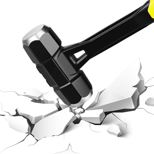 Image of Sledge Hammer - Heavy Duty Drilling Hammer with Forge d Steel Head & Fiberglass Handle, Perfect for Demolition, Construction, and Blacksmithing (3lb Forged Forged One Piece Sledge Hammer)