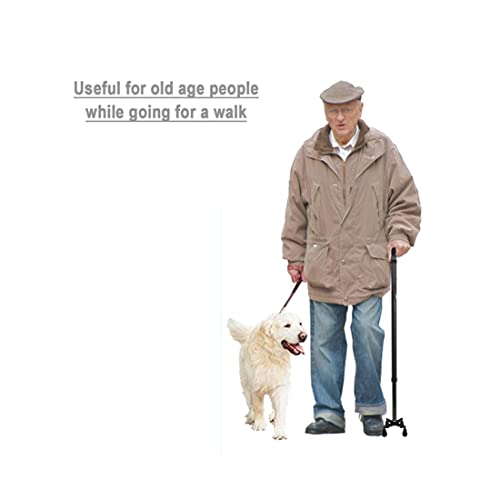 Image of Dr. Care 25-39 inch Height Adjustable Silver Aluminum Quadripod Walking Stick /Quad Stick for Adults, Old Person, and Patient