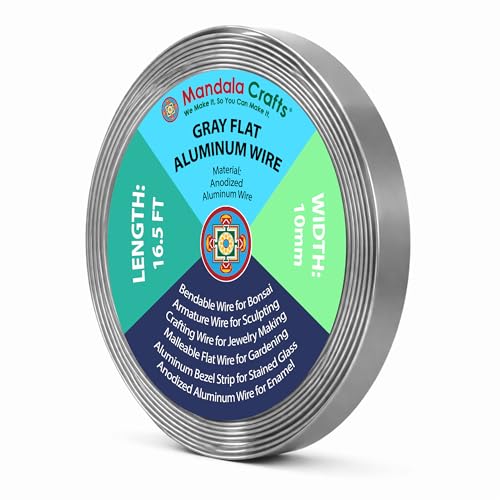 Image of Mandala Crafts 10mm Gray Flat Aluminum Crafting Wire for Sculpting