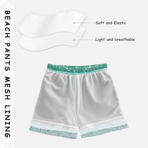 Pigsaly Boys Swim Trunks Light Sea Green Gradient Flashing Glitter Boys Board Shorts Swimsuit Swimwear Bathing Suit 3T4