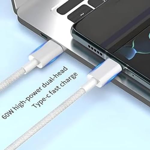 Image of Original 1 Meter Nylon Braided Type C to Type C Cable for iPhone 17 /17 Air /17 Pro /17 Pro Max, 16 /16 Plus /16 Pro /16 Pro Max, iPhone 15, Samsung Galaxy S24 /S23 /S22 /S21 FE Laptop & Other Android Devices
