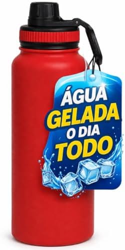 Garrafa de Água Térmica Inox 800ml Esportiva com Alça Parede Dupl...