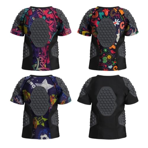 Boys Sports Shock Rash Guard Compression Padded Shirt Soccer Basketball Protective Gear Chest Short Sleeve Clothes2