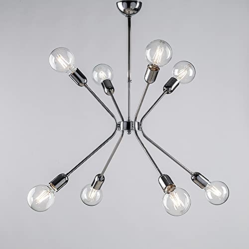 Lustre moderne design chrome au fini miroir d'exception avec 8 plafonniers bon-333