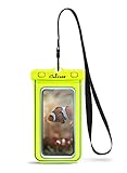 CaliCase Universal Waterproof Floating Phone Pouch - Premium IPX8 Waterproof Floating Phone Case with Lanyard for iPhone and Android - Yellow Glow in Dark