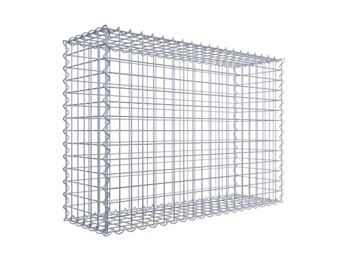 GABIONA Paniers en fil robuste pour pierres pour aménagement de jardin individuel I Paniers en pierre à remplir Largeur de maille 5 x 5 cm I Paniers gabions de 4 mm d'épaisseur galvanisés I Panier grillagé 100 x 70 x 30 cm
