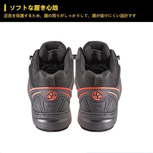 [WEFOX] ウェーディングシューズ フィッシングシューズ 防水 速乾 滑り止め 軽量 耐久性 フエルト底 釣り シューズ フィッシングブーツ 水陸両用 渓流釣り用 磯用 沢登り アウトドア 靴 ブラック＆レッド/ブラック＆ゴールド メンズ(ブラック＆レッド, 26.5) 4枚目