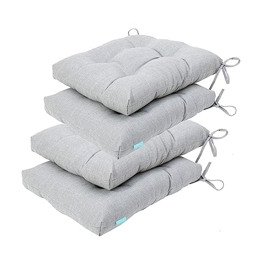 Image of QILLOWAY Indoor /Outdoor Square Seat Patio Cushion - 19-Inches,Pack of 4,Gray,White