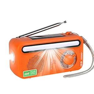 MNJR Draagbare zwengelradio, FM AM multiband voor noodgevallen, digitale radio met zonne-energie, handslinger op zonne-energie, voor klimmen, wandelen, park, kamperen, vissen