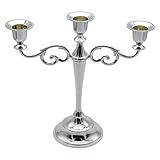  JDD Kerzenständer 3-armig Silber Kerzenhalter, Hoch 27 cm,für Hochzeit Kerzenleuchter Abendessen Leuchter Kandelaber Dekoration