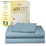 California Design Den 400 Thread Count 100% Cotton Sheet Set, Aero Blue Twin Sheets 3 Piece Set for Kids and Adult, Long-Staple Combed Pure Natural Cotton Bedsheets, Soft & Silky Sateen Weave