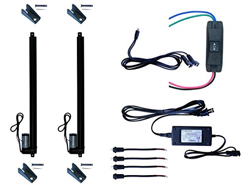 WindyNation (2pcs) 12 Volt, 225 lbs Linear Actuators + Up Down DPDT Switch + Power Supply + Mounting Brackets+ Connectors (2pcs 20" Linear Actuator, Momentary Switch)