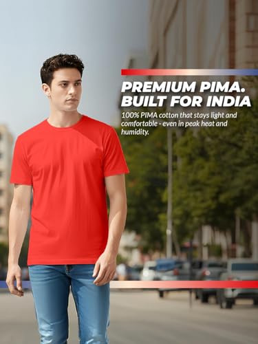 Image of 100% PIMA Cotton T Shirt for Man | Premium Men T-Shirts Regular Fit | Half Sleeve Round Neck Cotton Tshirt for Man | Mens Tees Made for Indian Climate | Available in 10 Colours