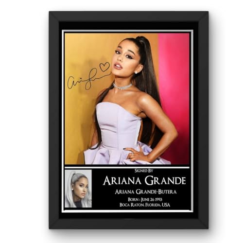 Image of Ariana Grande Signed Autograph Print Poster Black Framed Mounted Wall Art (10x12) Actor Artwork for Home & Office Decor Gift