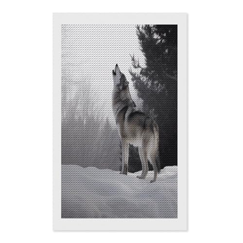 Kit peinture diamant 5D loup adulte et broderie strass ronds DIY