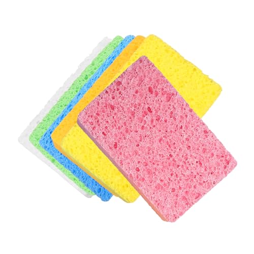 UKCOCO 6 Piezas Esponjas de Limpieza de Esponjas de Cocina Reutilizables para Lavado de Platos Beige Blanco Azul Verde Rosa Eficiencia la Limpieza del