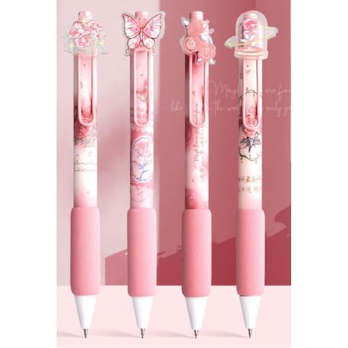 Image of Jaravik Gel Pens for Writing, 4 Pcs Butterfly Theme Gel Pen with Comfortable and soft Grip for Smooth Writing, Stationery for School & Office, Birthday Return Gift,- Black Ink