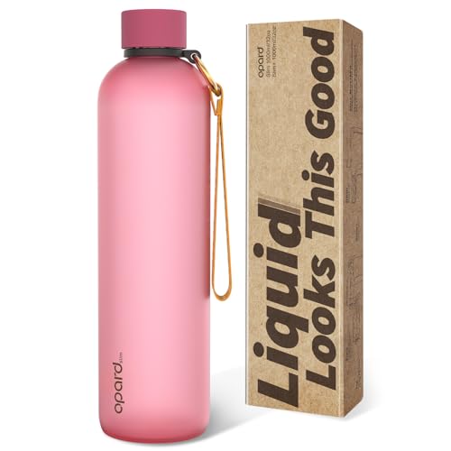 Opard Slim Trinkflasche 1l, Kohlensäure geeignet Wasserflasche, Water Bottle Spülmaschinenfest, BPA frei Plastik, Auslaufsicher Schraubverschluss, Flasche Sprudel geeignet Für Sport, Schule, Büro