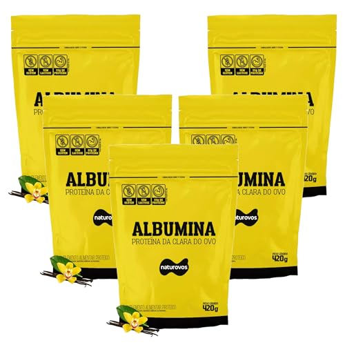 Kit 5x Albumina Naturovos 420g Sabor Baunilha Proteína do Ovo Sem Glúten e Sem Lactose