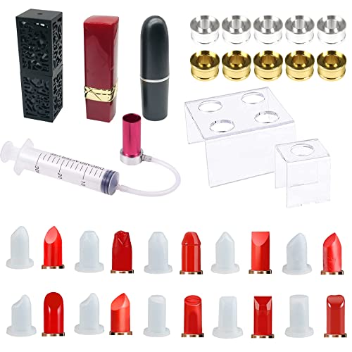 Allazone Lot de 26 moules à lèvres DIY en silicone avec démouleur, support et outils