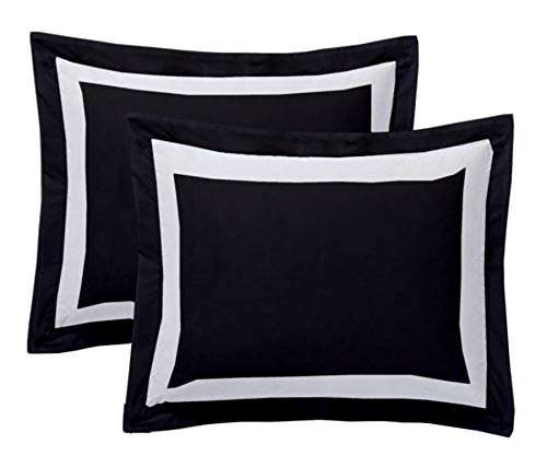 Saferay Green Black Dual Tone Pillow Sham Set of 2, Euro Small 24x24