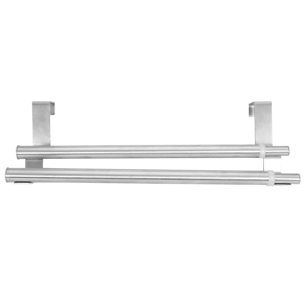Wosune Metal Towel Bar for Bathrooms, Kitchen Towel Holder Bath Face Cloth Rack Bathroom Towel Rack, Stainless Steel Towel Holder for Balconies Cabinet (40cm Retractable Double Pole)