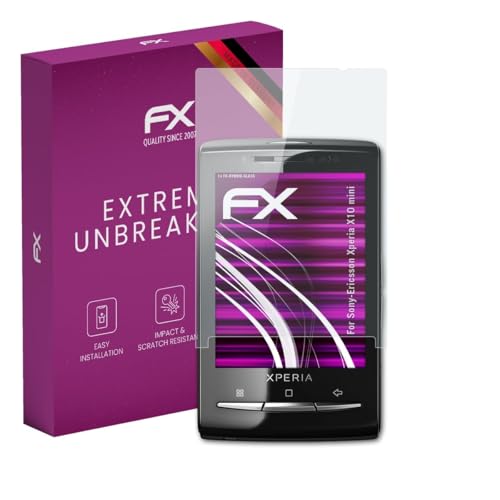 atFoliX Protection Écran Film de verre en plastique compatible avec Sony-Ericsson Xperia X10 mini Verre film protecteur, 9H Hybrid-Glass FX Protection Écran...