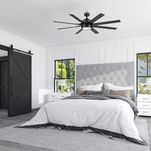 Image of Honeywell Ceiling Fans Xerxes, 62 Inch Modern Indoor Ceiling Fan with Lights and Remote Control, Color Changing LED, 8 Dual Finish Blades, Reversible Motor - 51904-01 (Black)
