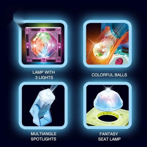 Image of Light-up Magnetic Building Tiles Set, 49 Pieces, Educational STEM Construction Toy with Glowing Balls and Spotlights, Ages 3+ (Light Magnetic Blocks)