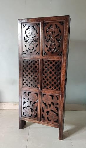Image of Wooden Room Wall Partition /Divider /Separator for Home Decor /Home /Bedroom /Office /Kitchen, (4 Feet) (4 Feet 3 Panel Colour Brown)