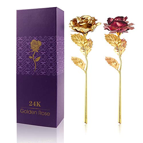 24K Rosa Artificial Flores con Caja, Regalo Dia de la Madre Aniversario Regalos de Cumpleaños Regalo San Valentín Día para Mujeres Rosas Eternas Cover