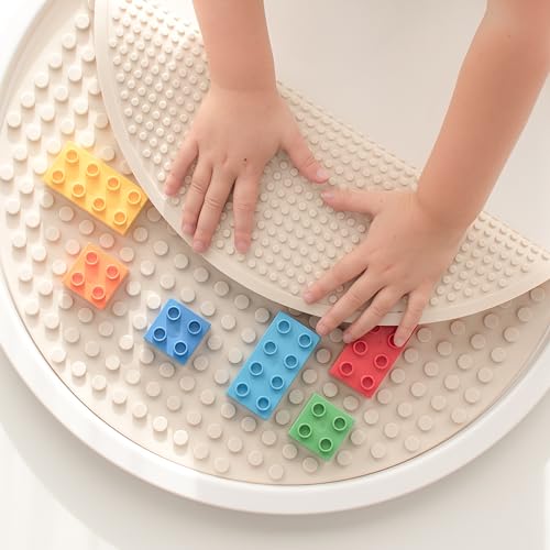 Image of Inspire My Play - Silicone Building Blocks Baseplate - Compatible with All Major Building Block Brands - Double Sided for Large Building Blocks - Perfect Accessory for Sensory PlayTray - Stone