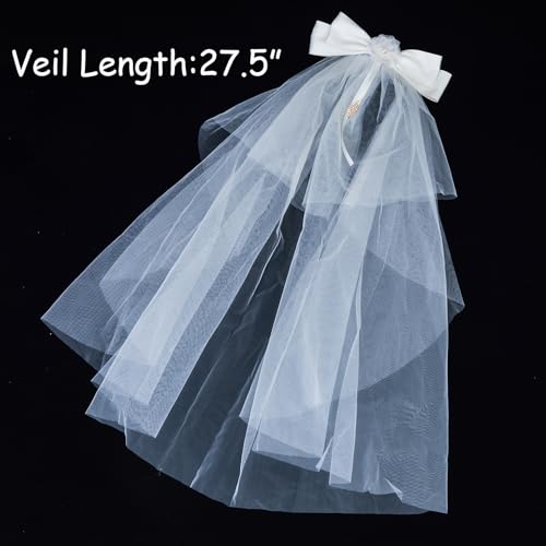 Image of First Communion Veil and White Gloves Headband Headpiece for Communion Day