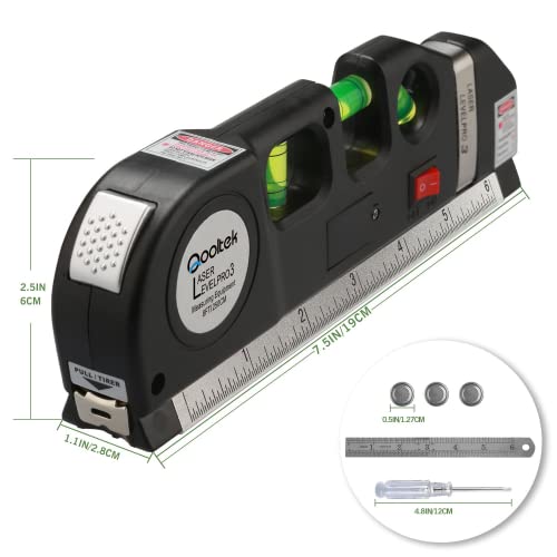image for KIOLABO Multipurpose Laser Level Laser Line 8 feet Measure Tape Ruler 