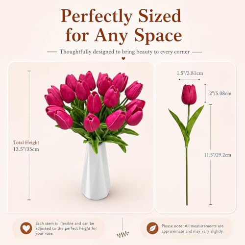 Image of Mandy's 20pcs Artificial Hot Pink Tulips
