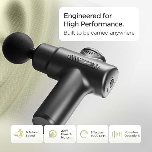 Image of Inbase Axon Pulse - Handheld Percussion Massage Gun, 6 Speeds, 5 Attachments, Quiet Motor, USB-C Rechargeable - Deep Tissue Muscle Relief