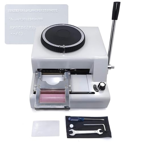 Manual Membership Card Embosser Machine 72 Character Coding Set with 1-12 Line Adjustable Dial,Portable Metal ID Imprinter for Shopping Malls Restaurants Hotels Gyms & Entertainment Venues