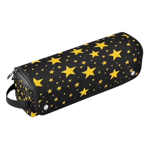 Bulletgxll Yellow Stars Hair Tools Travel Bag Portable Hair Accessory Organizer with Heat Resistant Mat 2 in 1 Curling Iron Travel Carrying Case, Travel Essentials for Women