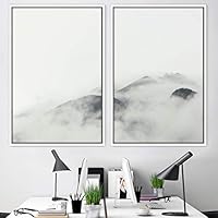 2 Piece Framed Canvas Wall Art Foggy Scenery Canvas Prints Home Artwork Decoration for Living Room,Bedroom - 16