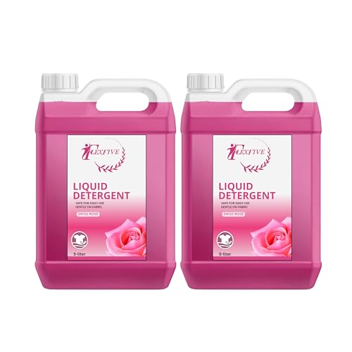 Flexfive Liquid Detergent – Swiss Rose Fragrance, 10L | Gentle on Fabric | Powerful Stain Removal | Long-Lasting Floral Freshness | For Machine & Hand Wash (Pack of 2)