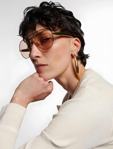 Gold Trendy Aviator Sunglasses for Women Men, Retro 2025 Metal 70s Oversized Sun Glasses3