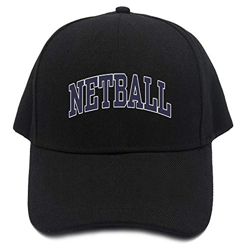 Teeburon Netball Athletic Applique Baseball Cap Black #TOP23