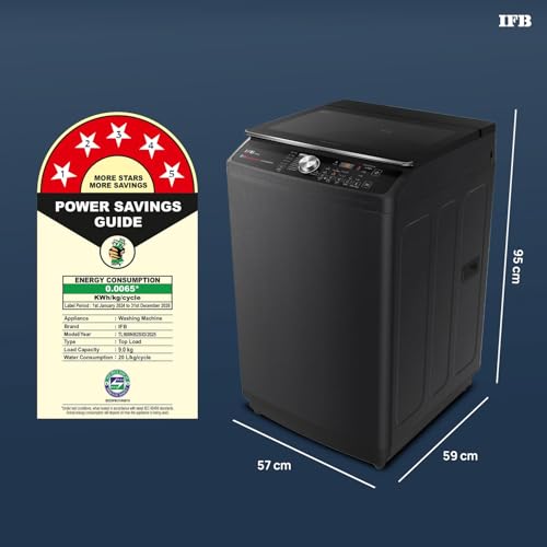 Image of IFB 9 Kg 5 Star AI Powered Deepclean Technology Fully Automatic Top Load Washing Machine with Inbuilt Heater(TL900NB2SID, Eco Inverter, Power Steam, Activmix, 4 Year Machine Warranty, Noir Black)
