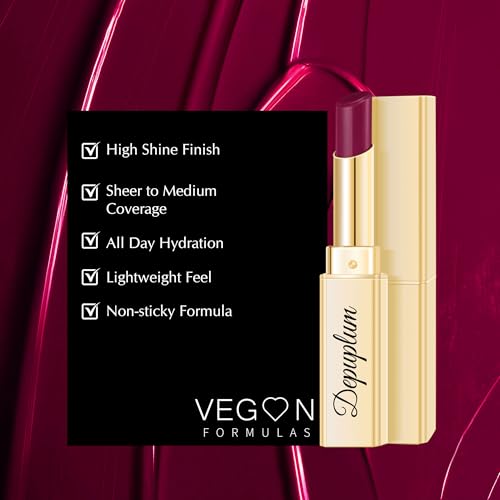 Image of Depuplum Dark Purple Lipstick for Women Moisture Lip Gloss Tinted Lip Balm | Sheer Nourishing Hydrating Glossy Creamy Lipstick Glow Reviver Lip Stick for Dry Lips,DM93 Grape Purple